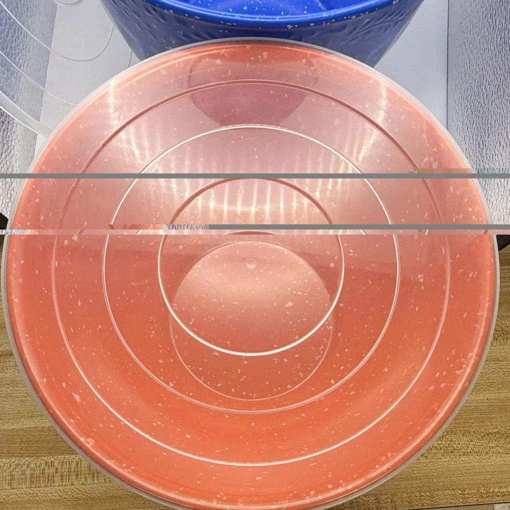 The Pioneer Woman 4pc Speckled Plastic Nesting Bowl Set w/ Lids Blue And Red
